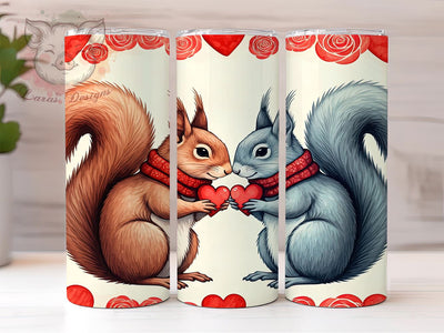 Cute Squirrel Valentine's 20oz Tumbler, Valentine's Day Gift, 20oz Tumbler Wrap, Sublimation Design, Cute Squirrel Art, Animal Lover Gift, Woodland Decor Sublimation Lara' s Designs 