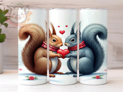 Cute Squirrel Valentine's 20oz Tumbler, Valentine's Day Gift, 20oz Tumbler Wrap, Sublimation Design, Cute Squirrel Art, Animal Lover Gift, Woodland Decor Sublimation Lara' s Designs 
