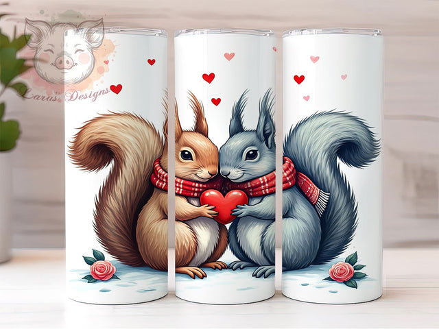 Cute Squirrel Valentine's 20oz Tumbler, Valentine's Day Gift, 20oz Tumbler Wrap, Sublimation Design, Cute Squirrel Art, Animal Lover Gift, Woodland Decor Sublimation Lara' s Designs 