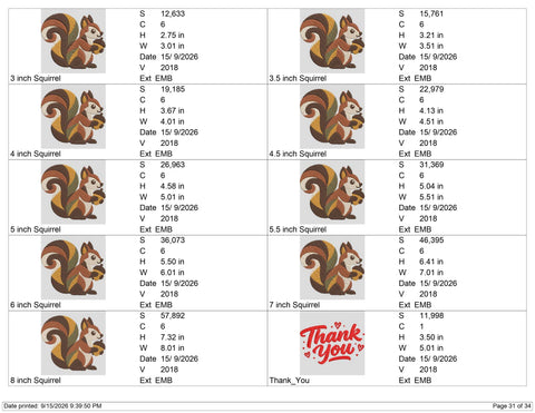 Cute Squirrel with Acorn Embroidery Design – Fall Woodland Animal Machine Embroidery File Embroidery/Applique DESIGNS PatternFeed8 