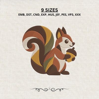Cute Squirrel with Acorn Embroidery Design – Fall Woodland Animal Machine Embroidery File Embroidery/Applique DESIGNS PatternFeed8 