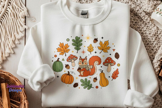 Cute Squirrel with Acorns and Fall Leave | Fall PNG design for sublimation | Autumn Png design Sublimation Sublimatiz Designs 