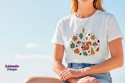 Cute Squirrel with Acorns and Fall Leave | Fall PNG design for sublimation | Autumn Png design Sublimation Sublimatiz Designs 