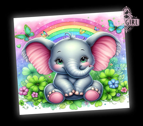 Cute St Patrick's Lucky Charm Elephant 20oz Tumbler Wrap Sublimation Design, Straight Tapered Tumbler Wrap, Elephant Tumbler Png, Instant Digital Download Sublimation SvggirlplusArt 