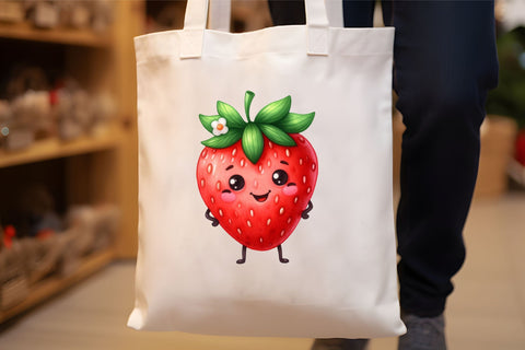 Cute Strawberry Character Smiling Clipart Sublimation Rupkotha 