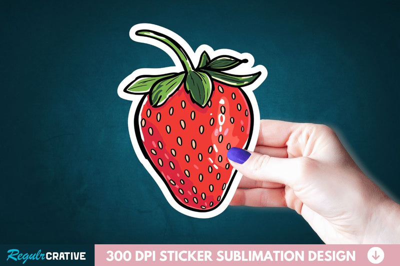 Cute Strawberry Sticker Clipart Sublimation Regulrcrative 