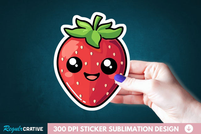 Cute Strawberry Sticker Clipart Sublimation Regulrcrative 