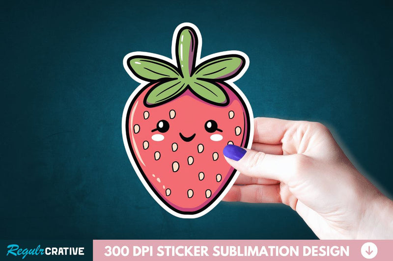 Cute Strawberry Sticker Clipart Sublimation Regulrcrative 