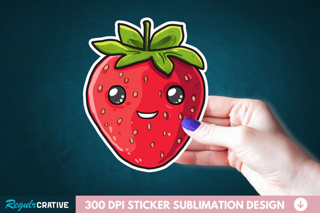 Cute Strawberry Sticker Clipart Sublimation Regulrcrative 