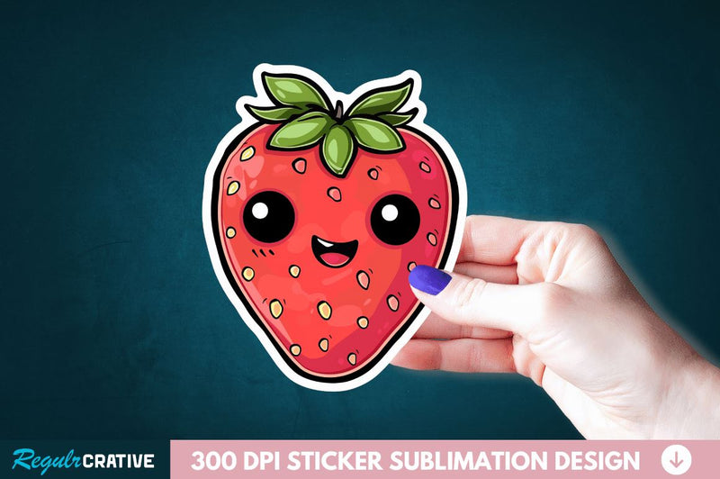 Cute Strawberry Sticker Clipart Sublimation Regulrcrative 