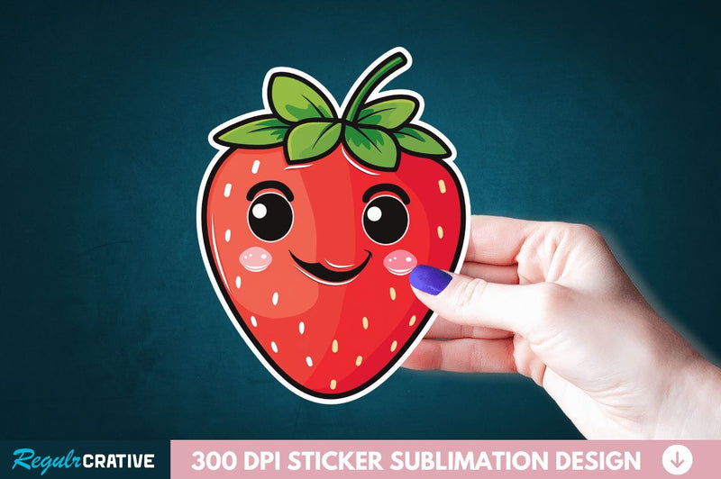 Cute Strawberry Sticker Clipart Sublimation Regulrcrative 