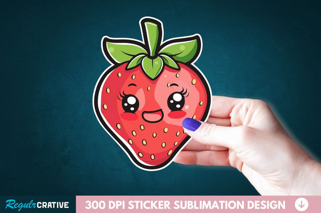 Cute Strawberry Sticker Clipart Sublimation Regulrcrative 