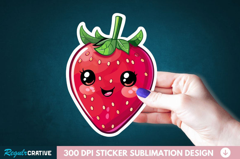 Cute Strawberry Sticker Clipart Sublimation Regulrcrative 
