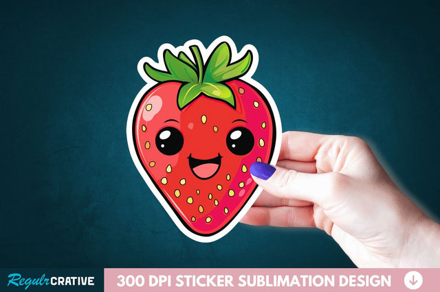 Cute Strawberry Sticker Clipart Sublimation Regulrcrative 