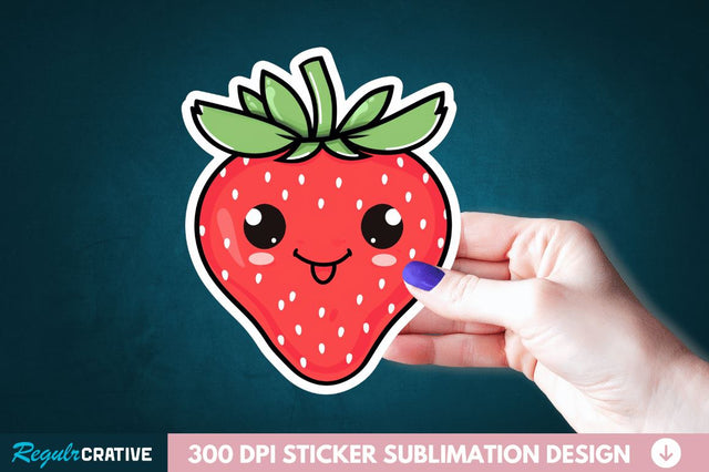 Cute Strawberry Sticker Clipart Sublimation Regulrcrative 