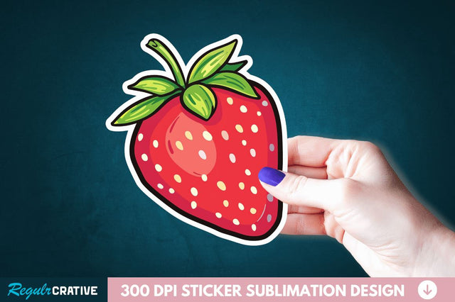 Cute Strawberry Sticker Clipart Sublimation Regulrcrative 