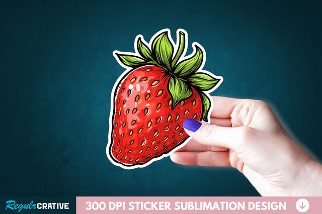 Cute Strawberry Sticker Clipart Sublimation Regulrcrative 