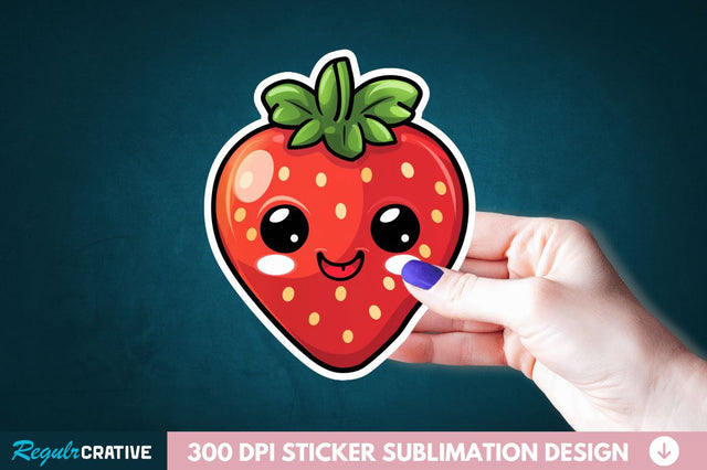 Cute Strawberry Sticker Clipart Sublimation Regulrcrative 