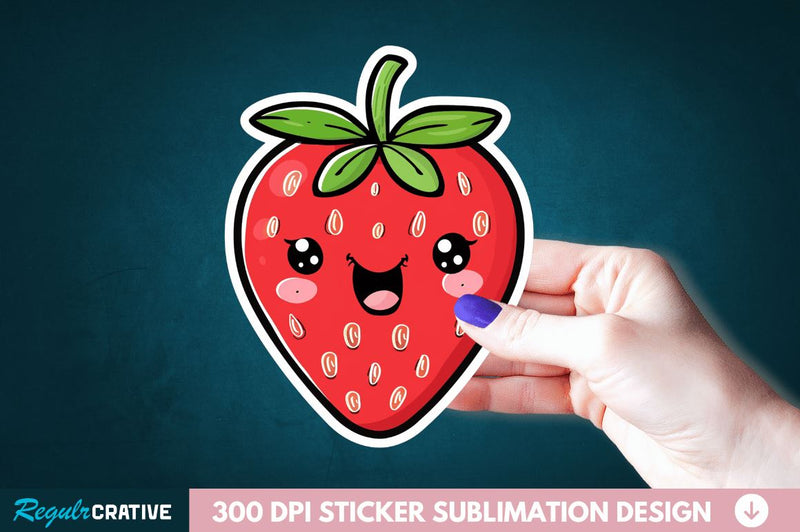 Cute Strawberry Sticker Clipart Sublimation Regulrcrative 
