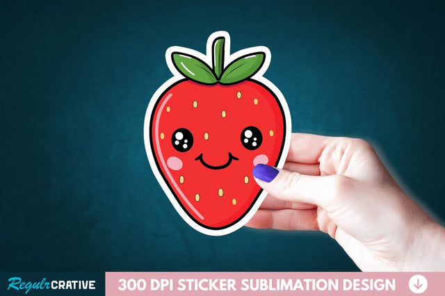 Cute Strawberry Sticker Clipart Sublimation Regulrcrative 