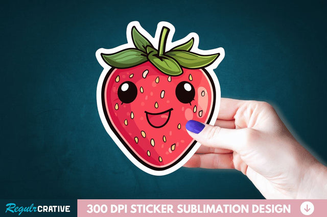 Cute Strawberry Sticker Clipart Sublimation Regulrcrative 