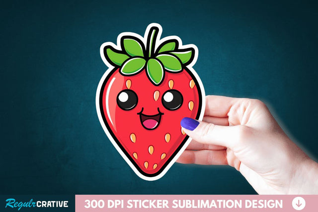 Cute Strawberry Sticker Clipart Sublimation Regulrcrative 