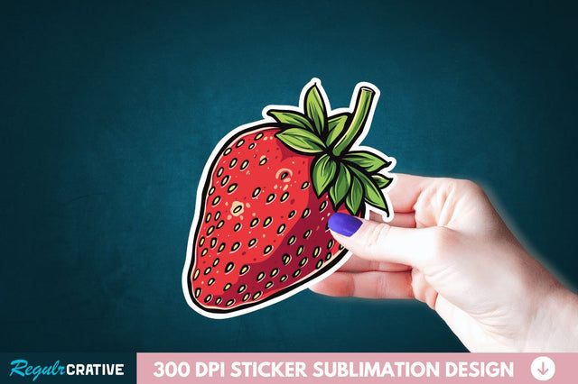 Cute Strawberry Sticker Clipart Sublimation Regulrcrative 