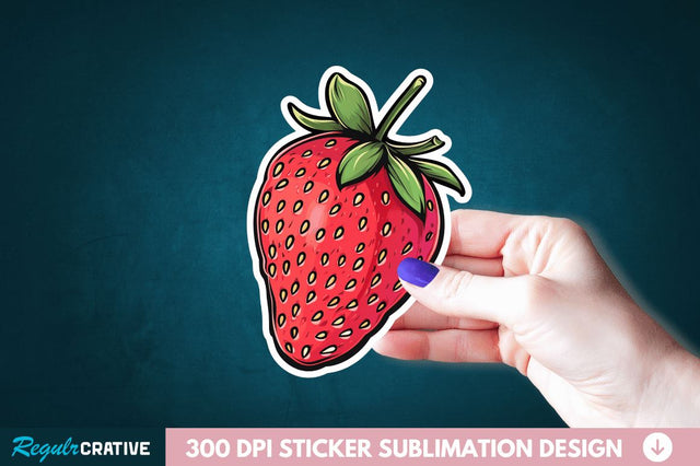 Cute Strawberry Sticker Clipart Sublimation Regulrcrative 