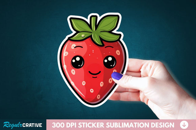 Cute Strawberry Sticker Clipart Sublimation Regulrcrative 