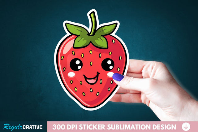 Cute Strawberry Sticker Clipart Sublimation Regulrcrative 
