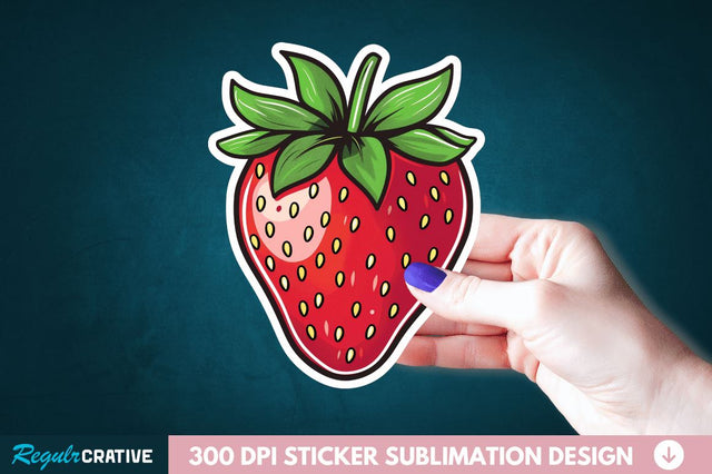 Cute Strawberry Sticker Clipart Sublimation Regulrcrative 