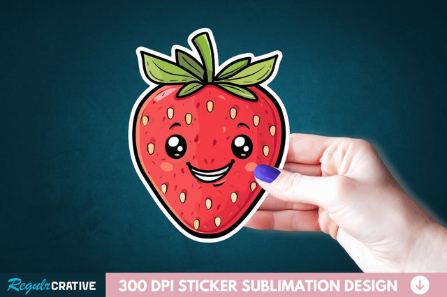 Cute Strawberry Sticker Clipart Sublimation Regulrcrative 