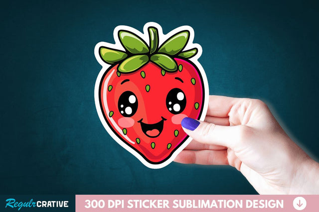 Cute Strawberry Sticker Clipart Sublimation Regulrcrative 