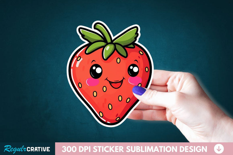 Cute Strawberry Sticker Clipart Sublimation Regulrcrative 