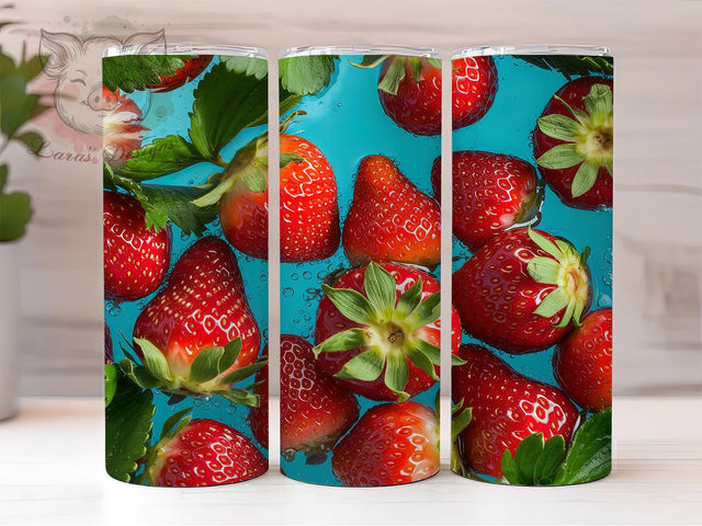 Cute Strawberry Summer Fruit Tumbler Wrap, Fruit Pattern Tumbler, Seamless Berry Tumbler, 20oz Sublimation Tumbler, Cute Strawberry Design, Summer Fruit Tumbler, Red Berry Tumbler Sublimation Lara' s Designs 