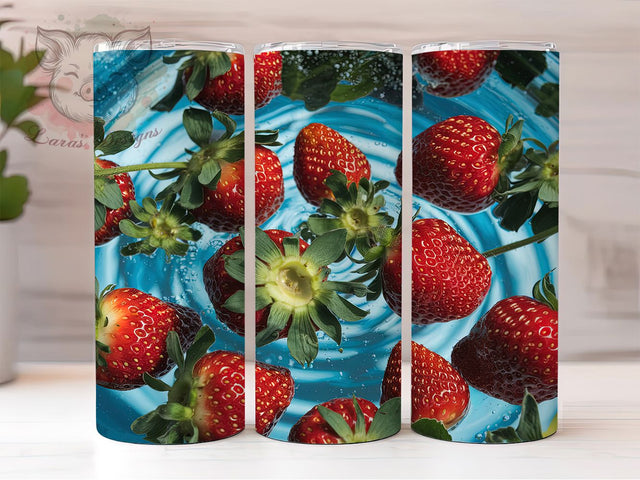 Cute Strawberry Summer Fruit Tumbler Wrap, Fruit Pattern Tumbler, Seamless Berry Tumbler, 20oz Sublimation Tumbler, Cute Strawberry Design, Summer Fruit Tumbler, Red Berry Tumbler Sublimation Lara' s Designs 