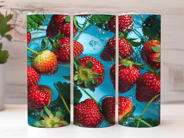 Cute Strawberry Summer Fruit Tumbler Wrap, Fruit Pattern Tumbler, Seamless Berry Tumbler, 20oz Sublimation Tumbler, Cute Strawberry Design, Summer Fruit Tumbler, Red Berry Tumbler Sublimation Lara' s Designs 