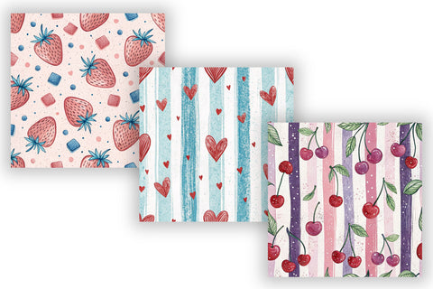 Cute Summer Background Pattern, Seamless Watercolor Fruit Bundle Pack, Printable Scrapbook Paper, Kids Digital Design Collection Digital Pattern FloridPrintables 