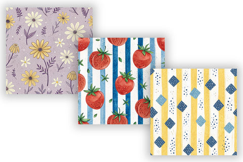 Cute Summer Background Pattern, Seamless Watercolor Fruit Bundle Pack, Printable Scrapbook Paper, Kids Digital Design Collection Digital Pattern FloridPrintables 