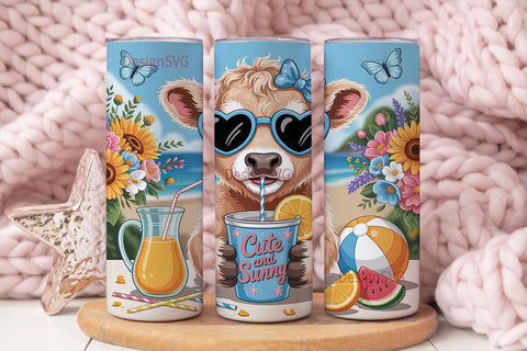 Cute Summer Calf 20oz Tumbler Wrap Sublimation DesignSVG 