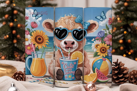 Cute Summer Calf 20oz Tumbler Wrap Sublimation DesignSVG 
