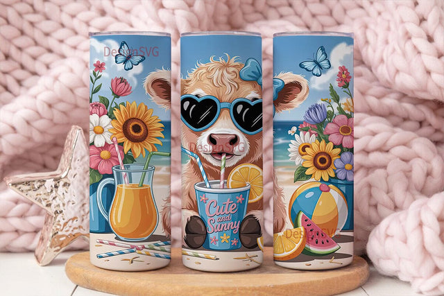 Cute Summer Calf 20oz Tumbler Wrap Sublimation DesignSVG 