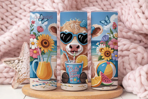 Cute Summer Calf 20oz Tumbler Wrap Sublimation DesignSVG 