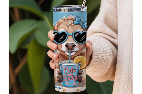 Cute Summer Calf 20oz Tumbler Wrap Sublimation DesignSVG 