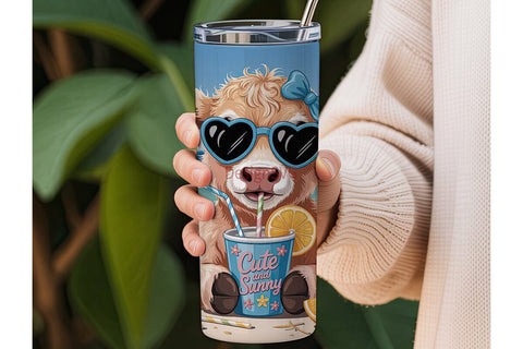 Cute Summer Calf 20oz Tumbler Wrap Sublimation DesignSVG 