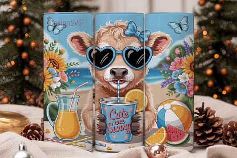 Cute Summer Calf 20oz Tumbler Wrap Sublimation DesignSVG 