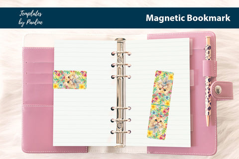 Cute Summer Cat Printable Rectangle Magnetic Bookmark SVG Templates by Pauline 