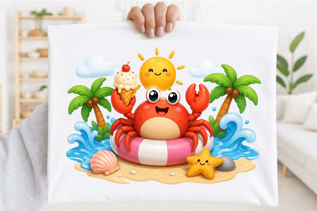 Cute Summer Crab PNG Sublimation SVGArt 