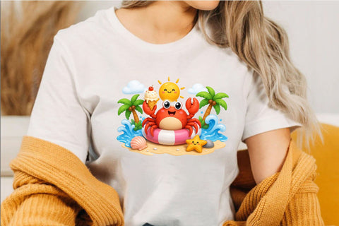 Cute Summer Crab PNG Sublimation SVGArt 