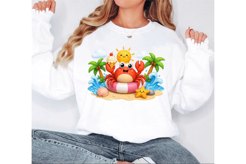 Cute Summer Crab PNG Sublimation SVGArt 